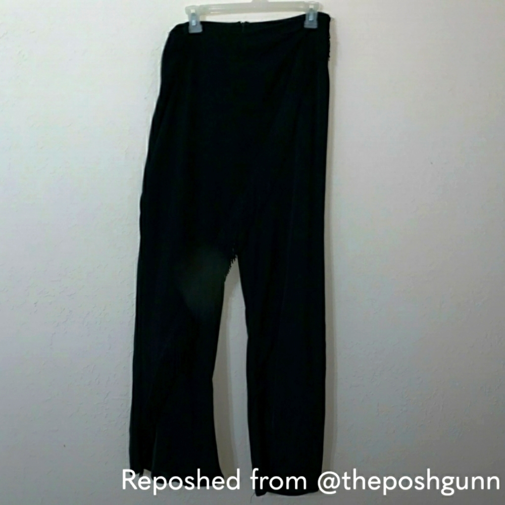 FRINGE!❤JS Boutique Fringed Leg Sash Black Dress Pants. - Picture 2 of 9